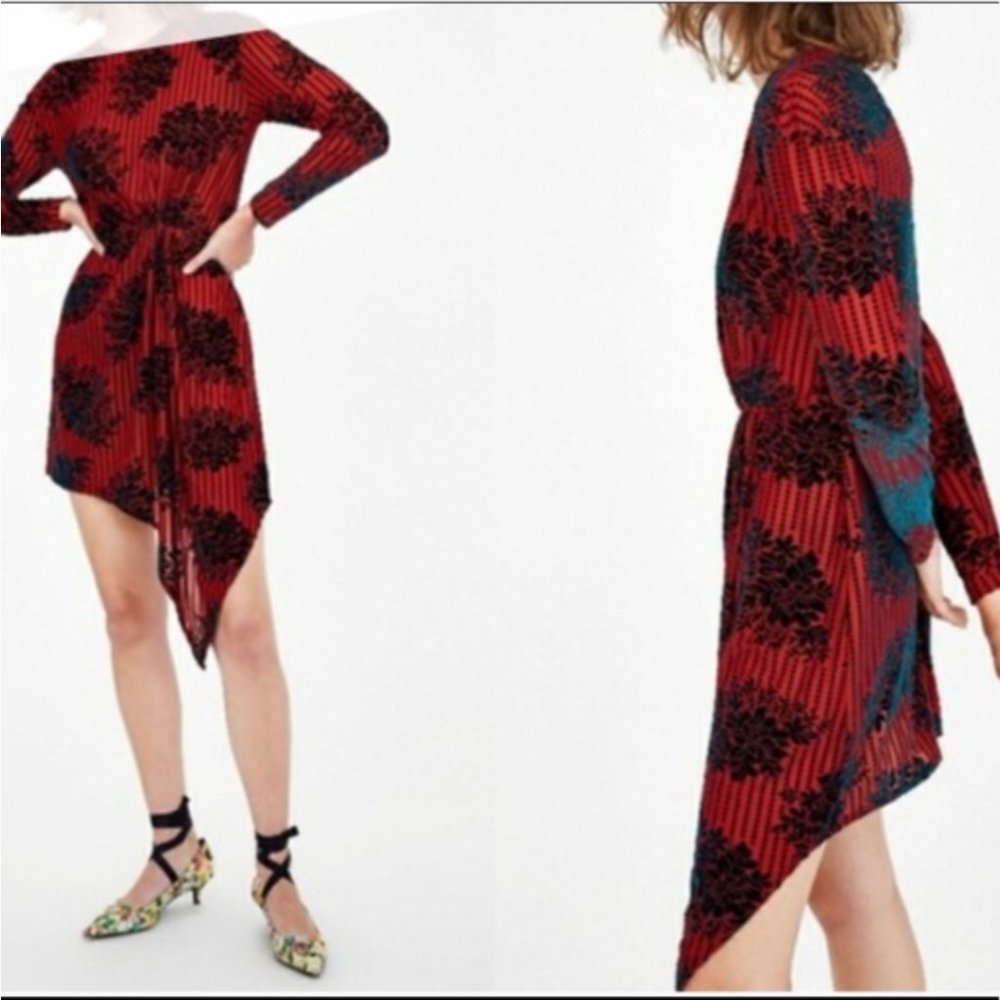 Zara Trafaluc Red Floral Dress
